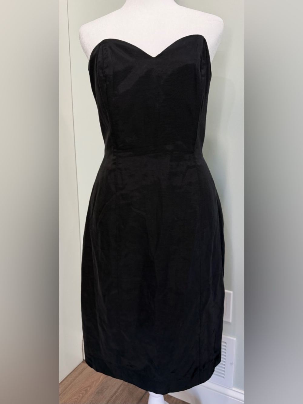 Vintage Ann Taylor Black Strapless Sweetheart Structured Dress Made in USA Sz 10